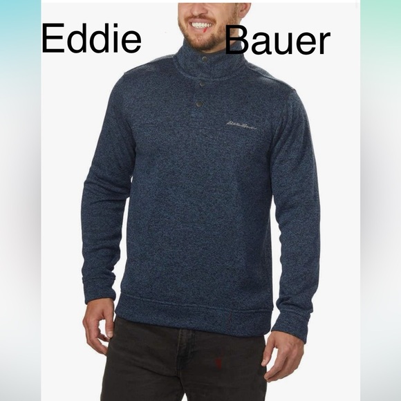 Men’s Eddie Bauer  blue sweater, fleece size, small with pockets new - Picture 1 of 9